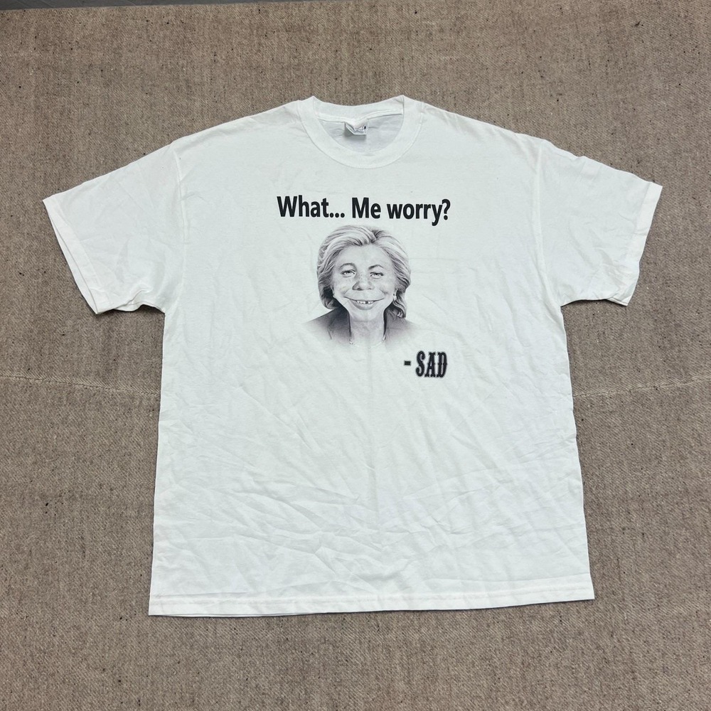 Vintage Hillary Clinton Shirt Mens‎ XL White 1990s Mad Magazine